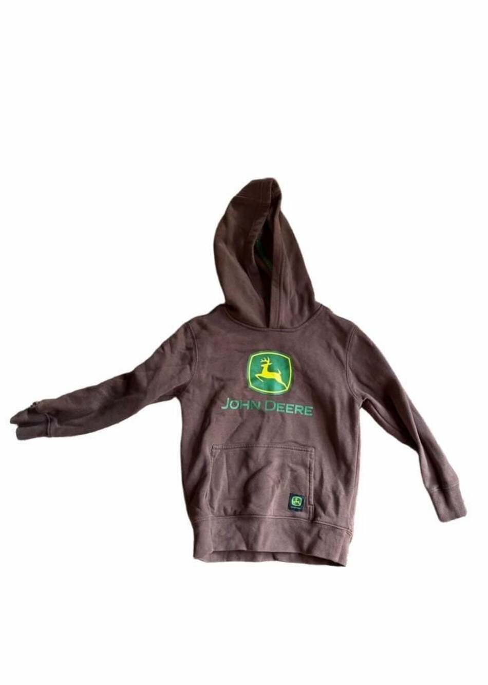 John Deere Boys Brown Core Fleece Pullover Hoodie Sweatshirt XS 4/5